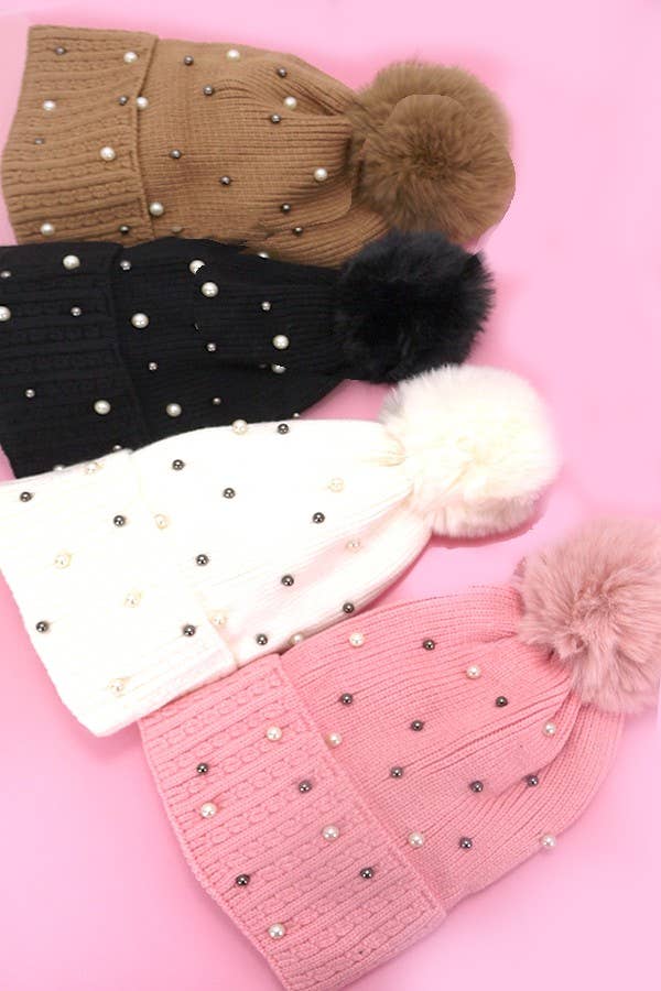 JOSSLYN by wall to wall - Wholesale Beanie - Women's - SEQUIN FAUX FUR POM POM BEANIE HAT | 40BN9103