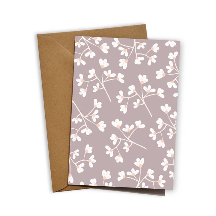 Mini carte pliante « Fleurs taupe » pour la vente par mimie & joe