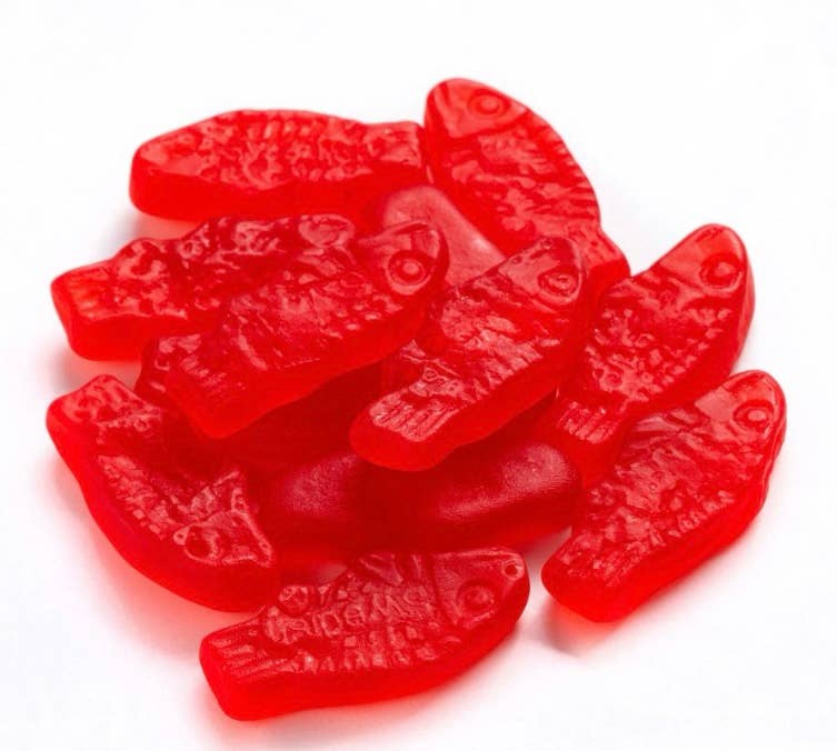 O'Shea's Candies Sweet Shop - Wholesale Gummy - Nostalgic 1957 Original Swedish Mini Fish 🐟24ct Display Box1
