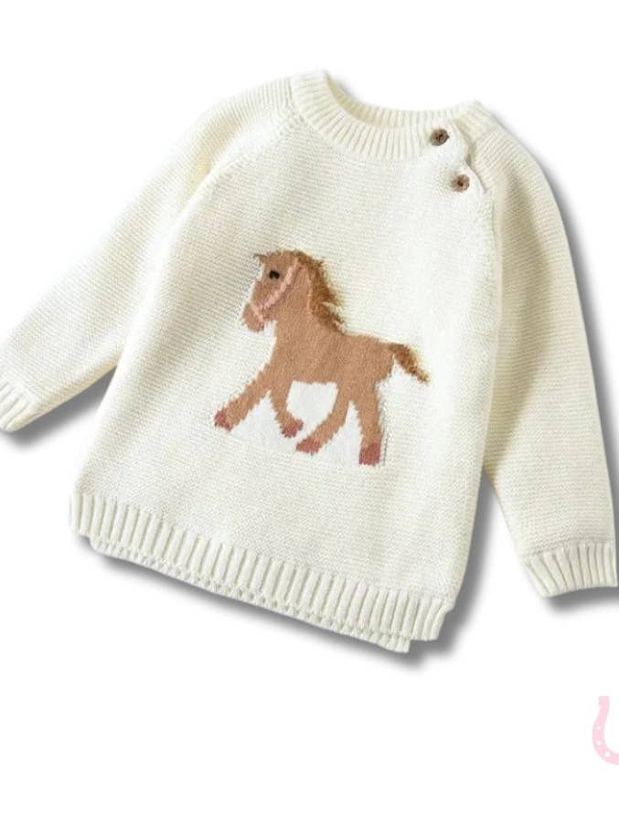 Pull Gwenny avec motif cheval crème pour la vente par Bridle Up Hope Shop