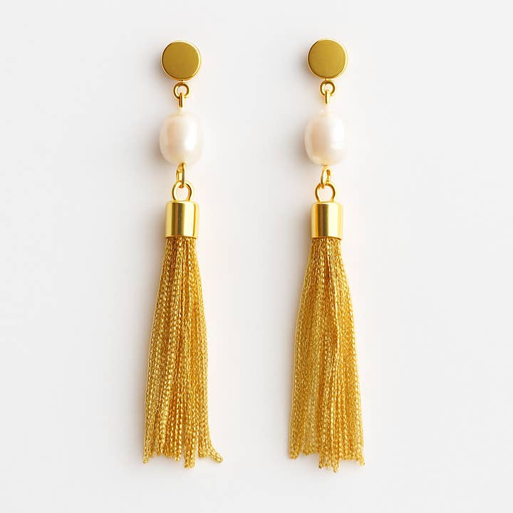 Agatha Drop Earrings with Akoya Pearls for wholesale by Lucy Andy Jewellery