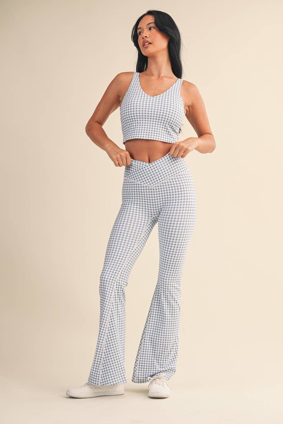 KIMBERLY C - Wholesale Sports Bra - Women's - Gingham Print Aligned Performance Cropped Tank Top19