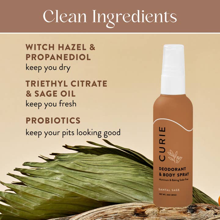 Curie - Wholesale Deodorant - Unisex - Aluminum Free Whole Body Deodorant Spray Santal Sage3
