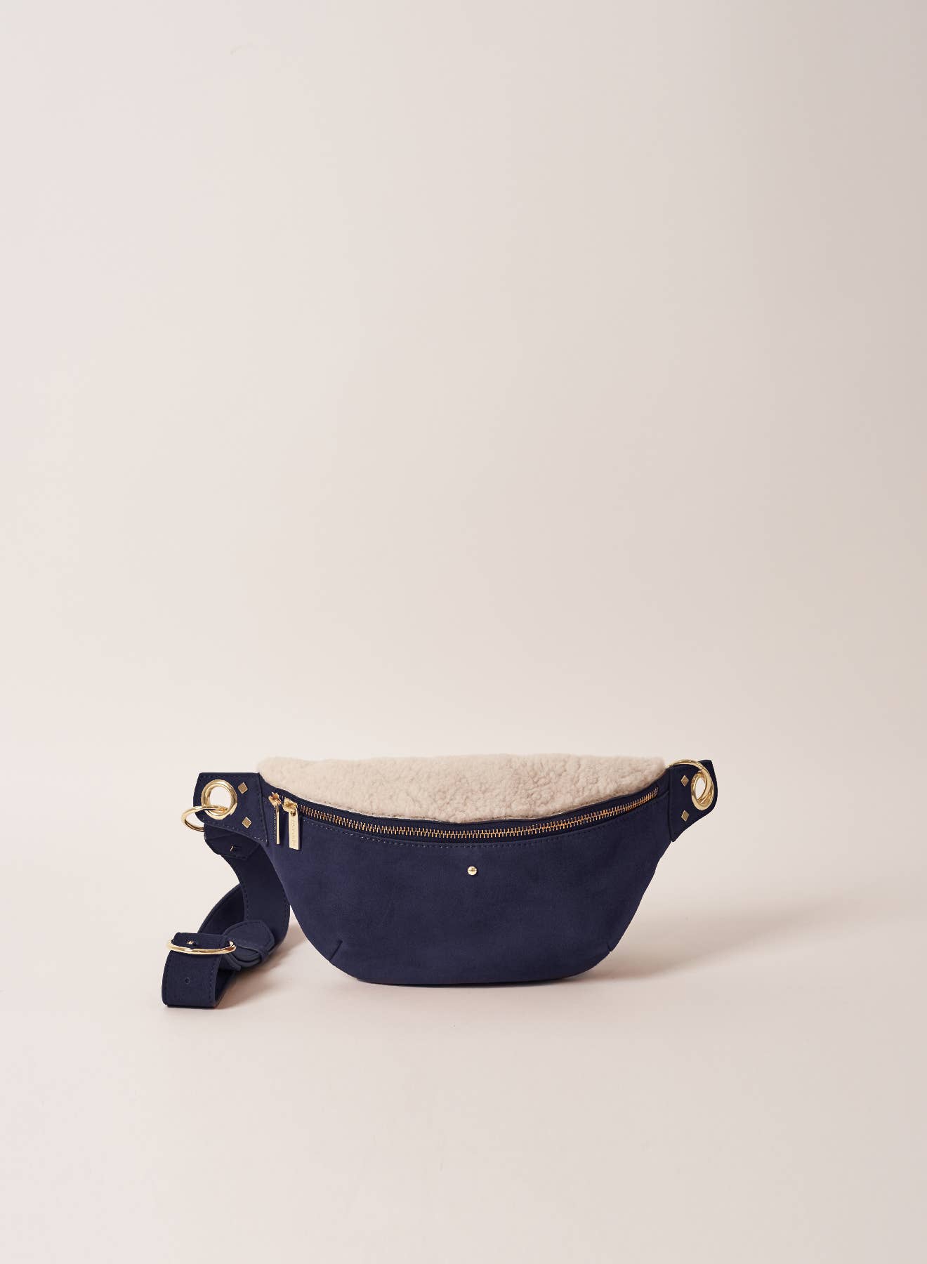 Maradji - Vente Sac ceinture – femme - SAC BANANE CUIR VELOURS SHERPA MARINE NICOLE1