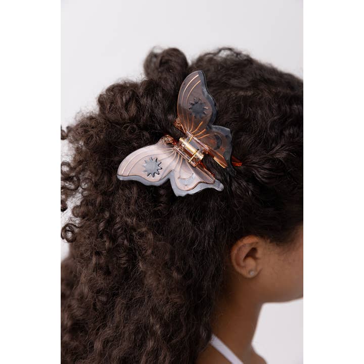 WINONA IRENE – Clips para cabelo - Mulher por atacado – Clipe de garra de cabelo de borboleta monarca em acetato laranja para mulher1