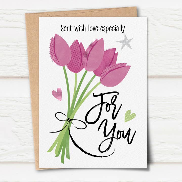 Sketchy 'For You' Tulips Card for wholesale by Pennychoo