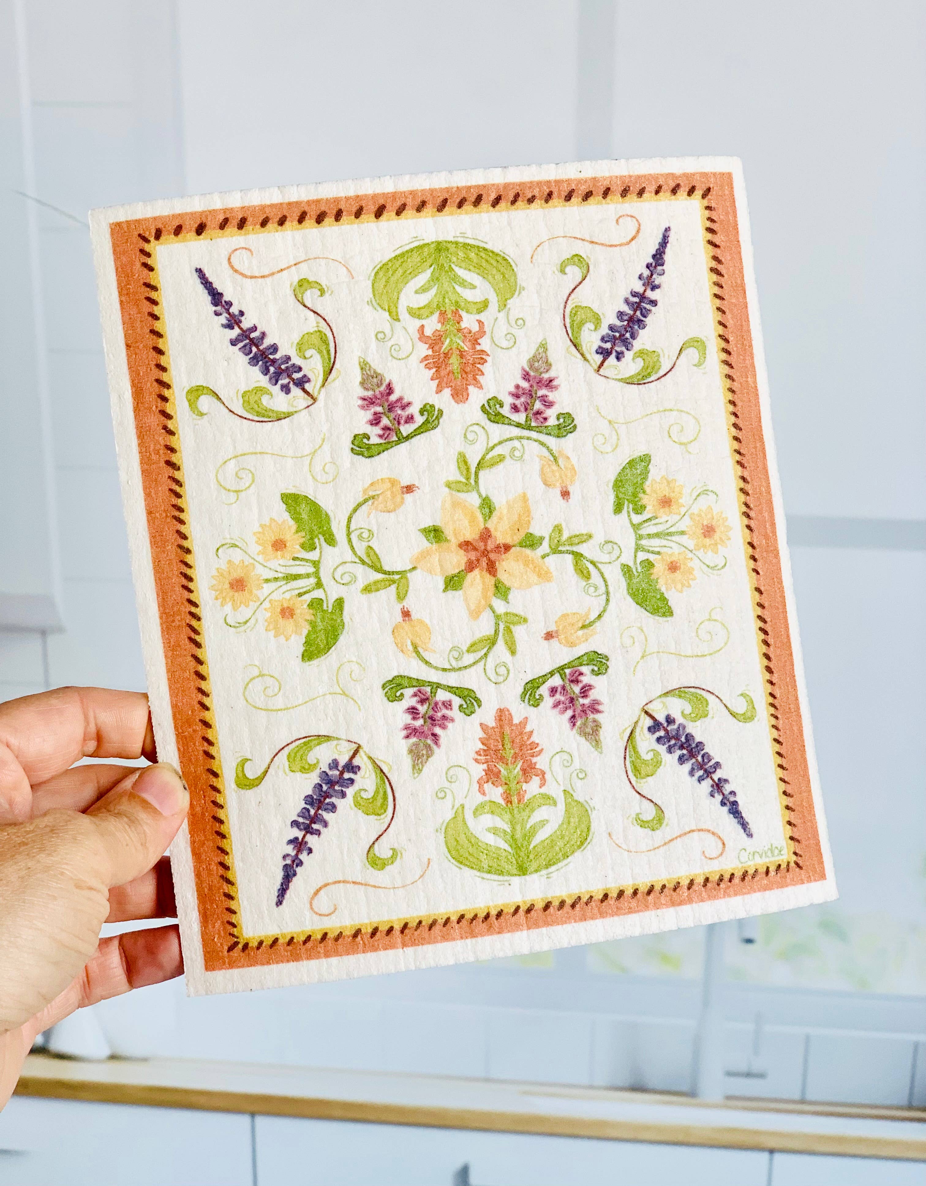 Corvidae drawings & designs – Großhandel Küchenhandtuch – Fiori Wildflower Schwedisches Spültuch2