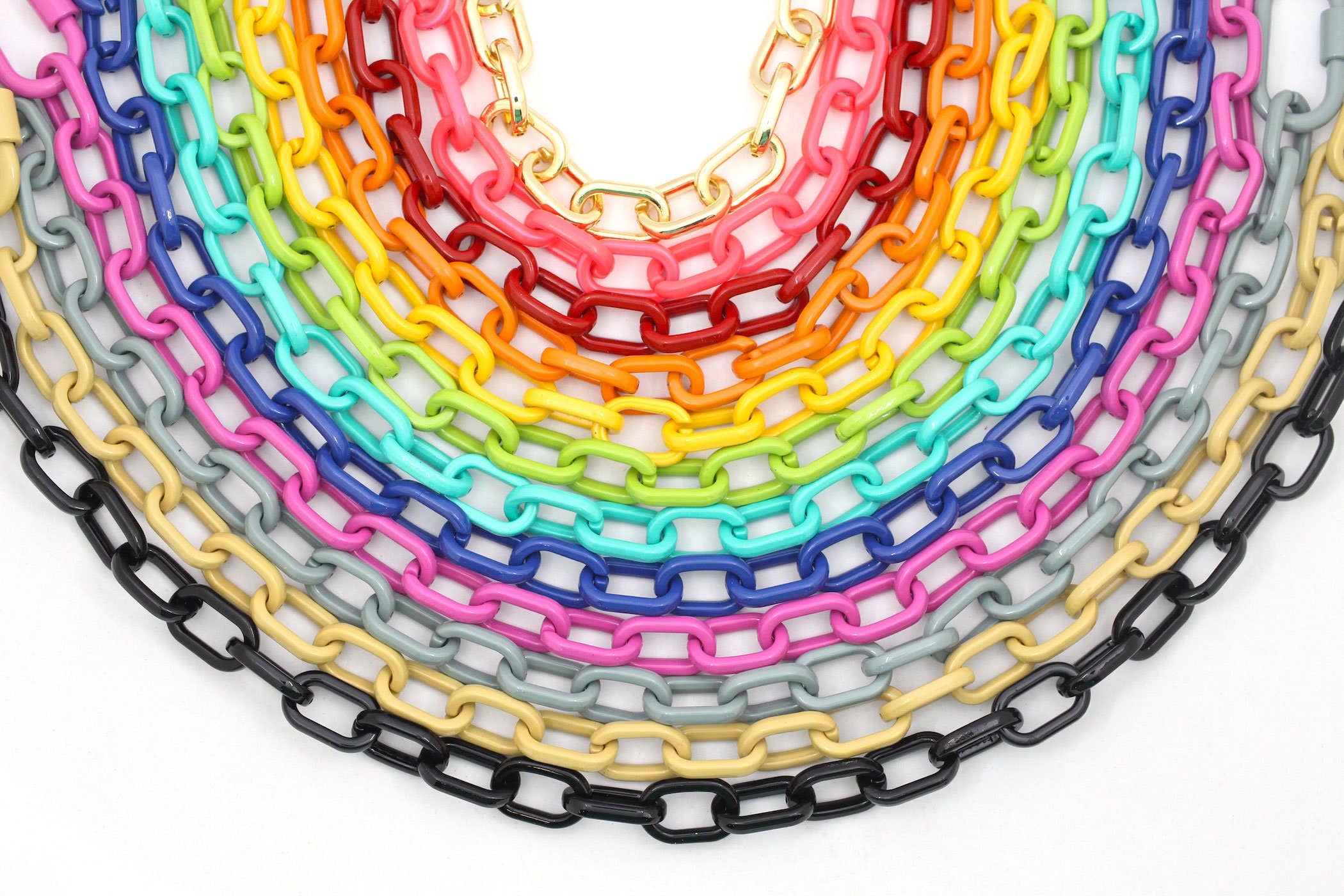 Woman Shops World - Wholesale Link & Chain Necklace - Luxe Link Enamel Chain Necklace, Assorted Colors16