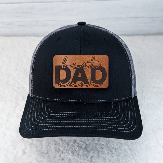 Best Dad Ever Leather Hat Patch for wholesale by Trendy Transfers