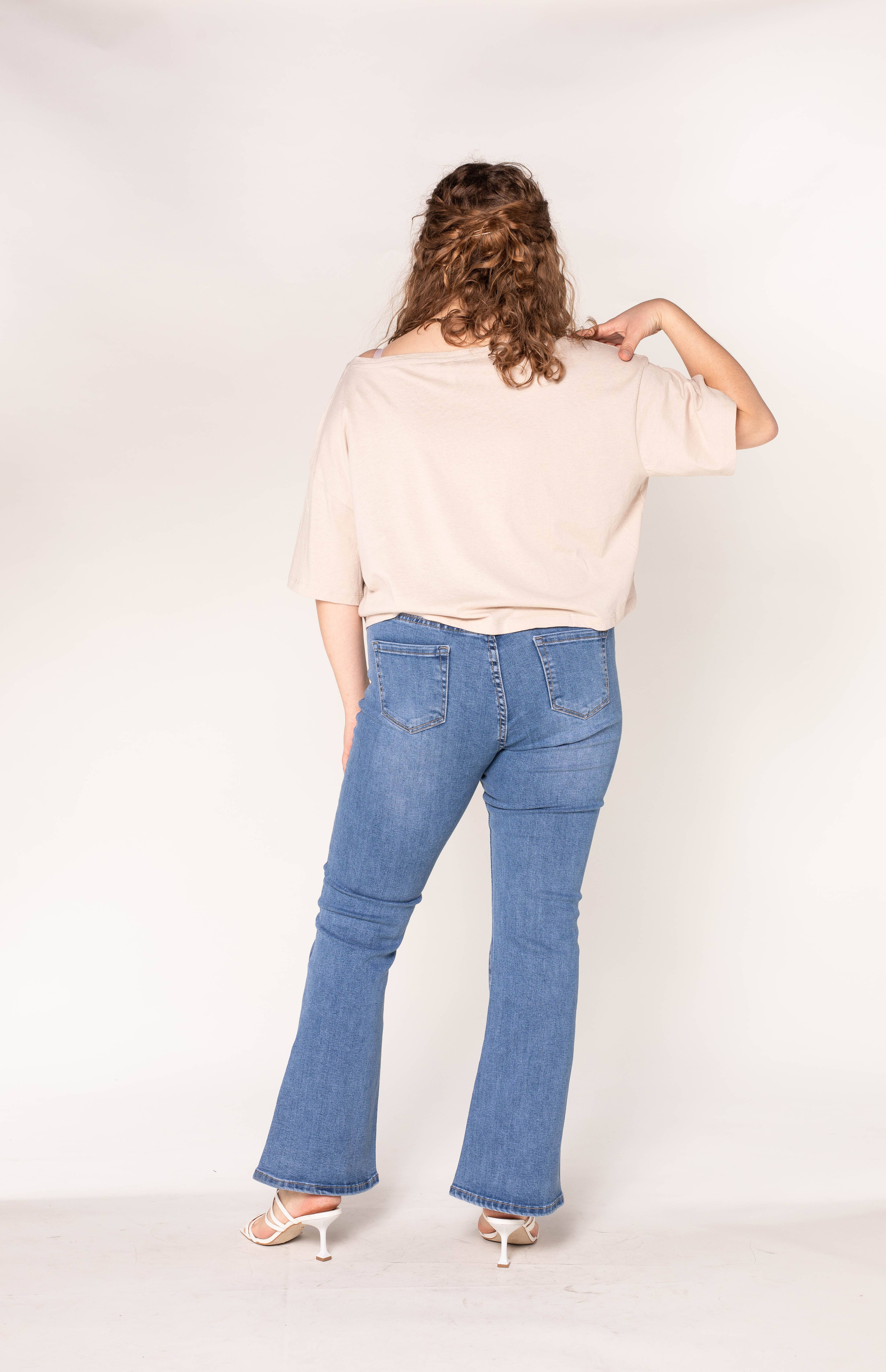 Nina Carter - Vendita all'ingrosso Jeans - Donna - Jeans a zampa elasticizzati vita alta per curve taglie comode (P201)11