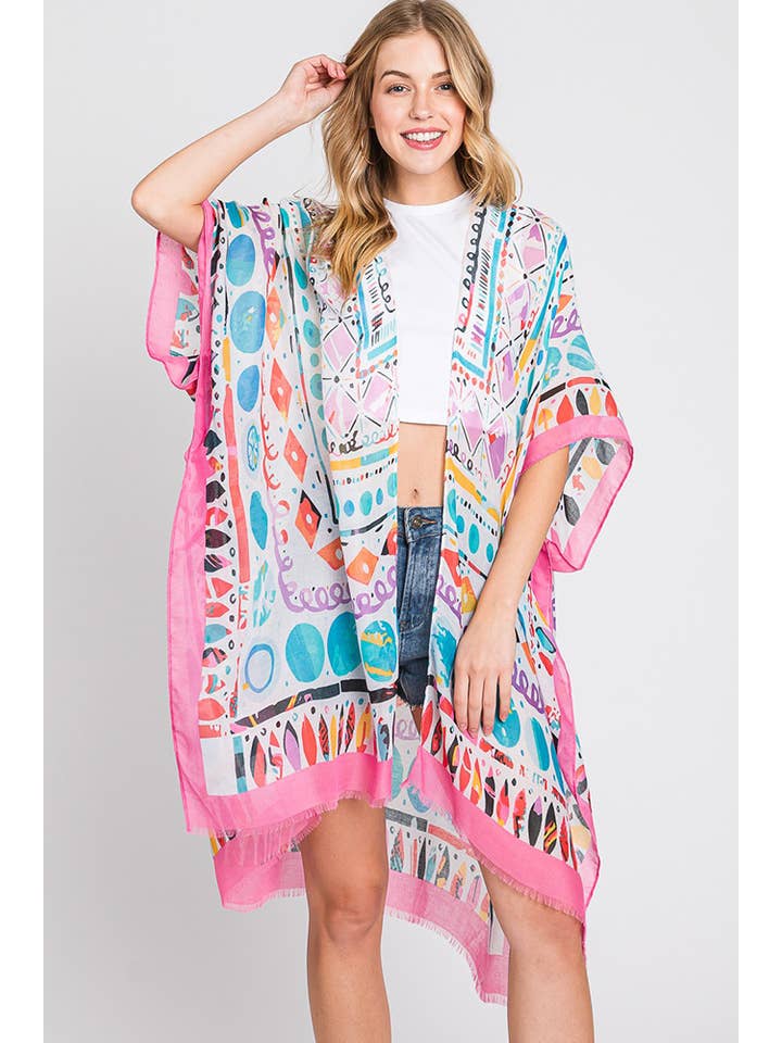 Hana - Vendita all'ingrosso Kimono - Donna - Kimono estivo con stampa geometrica boho ad acquerello26