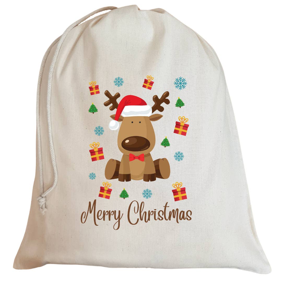 Second Ave Gift Company - Wholesale Gift sack - Second Ave Cute Children's Reindeer Cotton Drawstring Christmas Xmas Santa Sack Bag Gift0