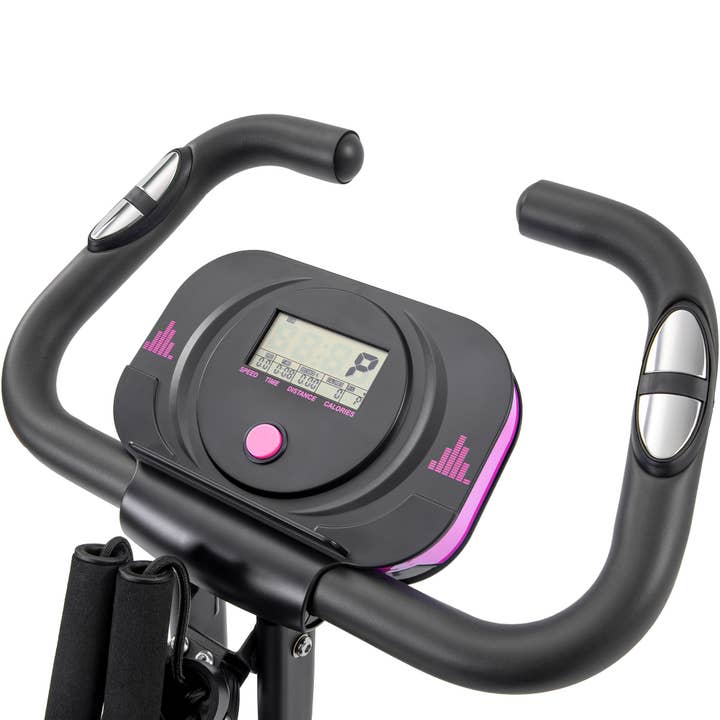 Orange County Decor - Wholesale Fitness Equipment - Folding Exercise Bike, Fitness Upright And Recumbent X Bike With 16 Level Adjustable Resistance, Arm Bands And Backrest Pink Metal12