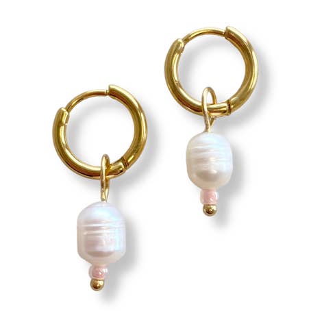 Single Pearl Earrings - Gold for wholesale by TOMMASINI