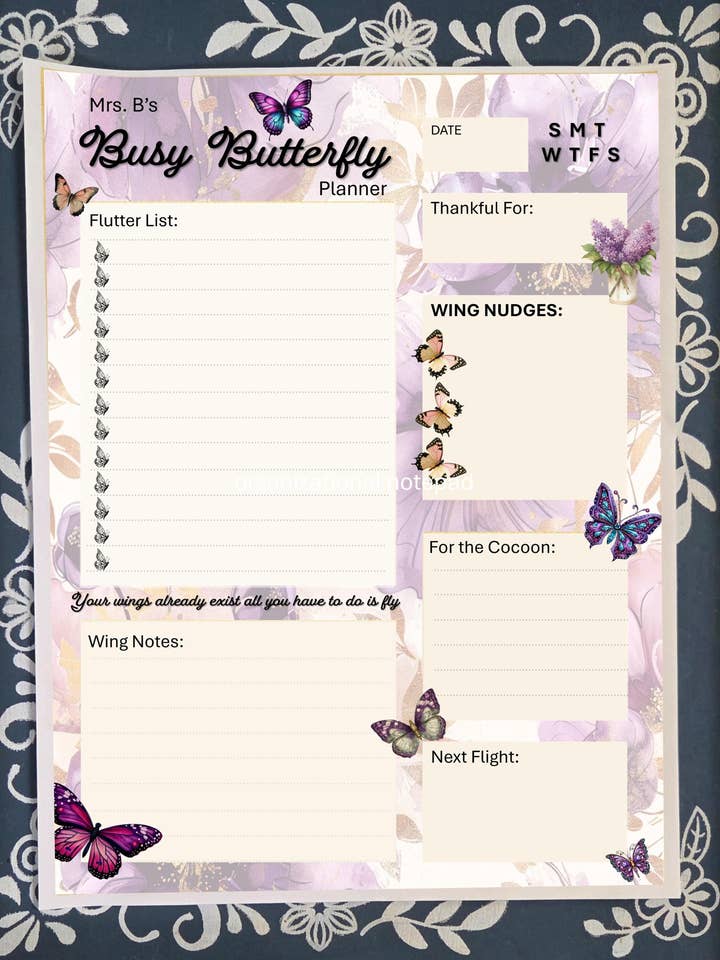Busy Butterfly Planner Pad – Daily To-Do List & Goal Tracker for wholesale by Mrs. B's Stationery & Gift Shop