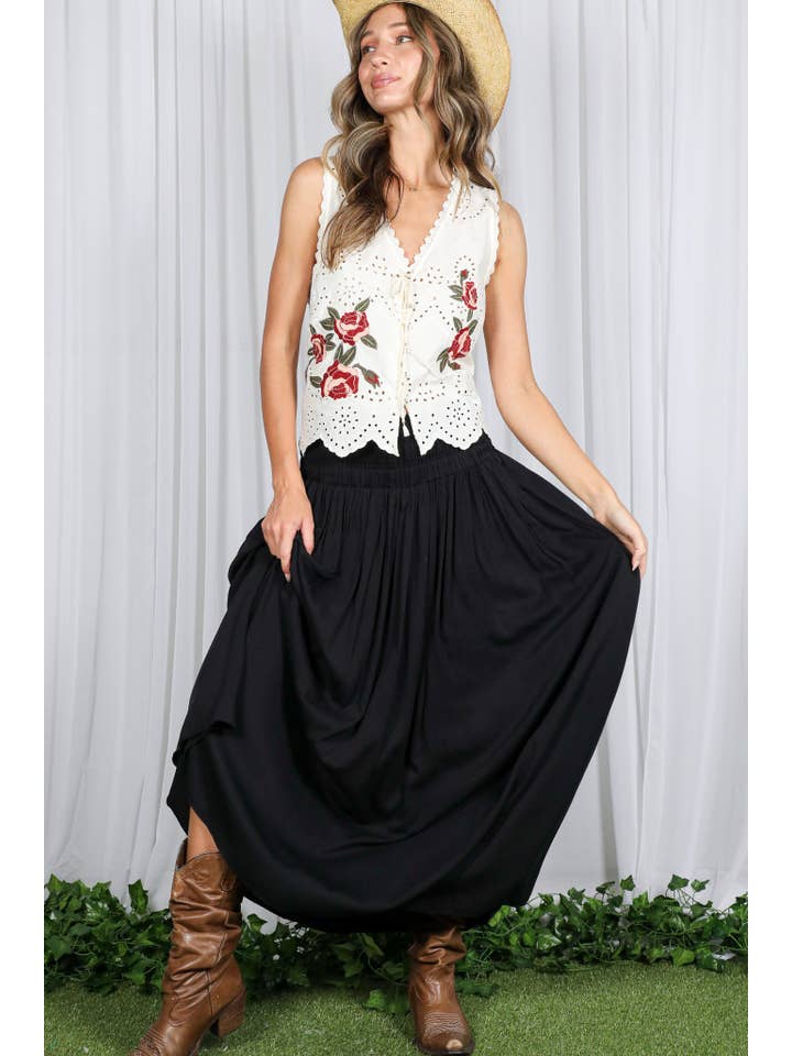 Vine & Love - Wholesale Skirt - Women's - Casual Maxi Flowy Bohemian Renaissance Long Skirt VS8294025