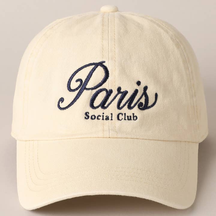 Fashion City - Wholesale Baseball Cap - Women's - Paris Social Club Text Embroidery Baseball Cap12