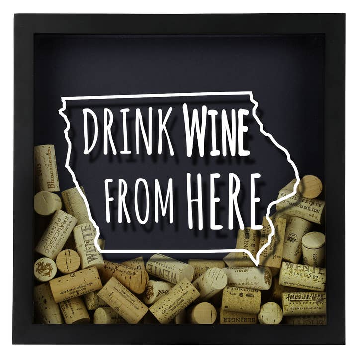 Torched Products - Wholesale Sign - Drink Wine From Here Beer Cap Shadow Box - Black11