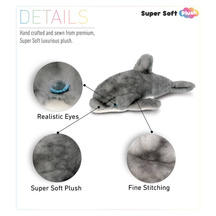 Cota Global - Wholesale Knuffels - Kinderen en baby - Superzachte Pluche - Grijze Dolfijn 12,5 Inch