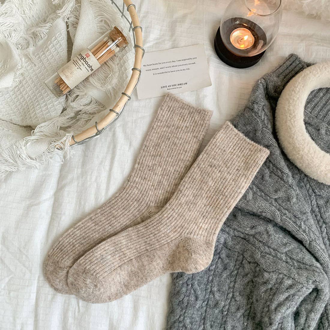 Funkyrel® Atzbranding Limited - Venta al por mayor Calcetines - Mujer - Rufia - Calcetines de Invierno Cálidos de Color Sólido7