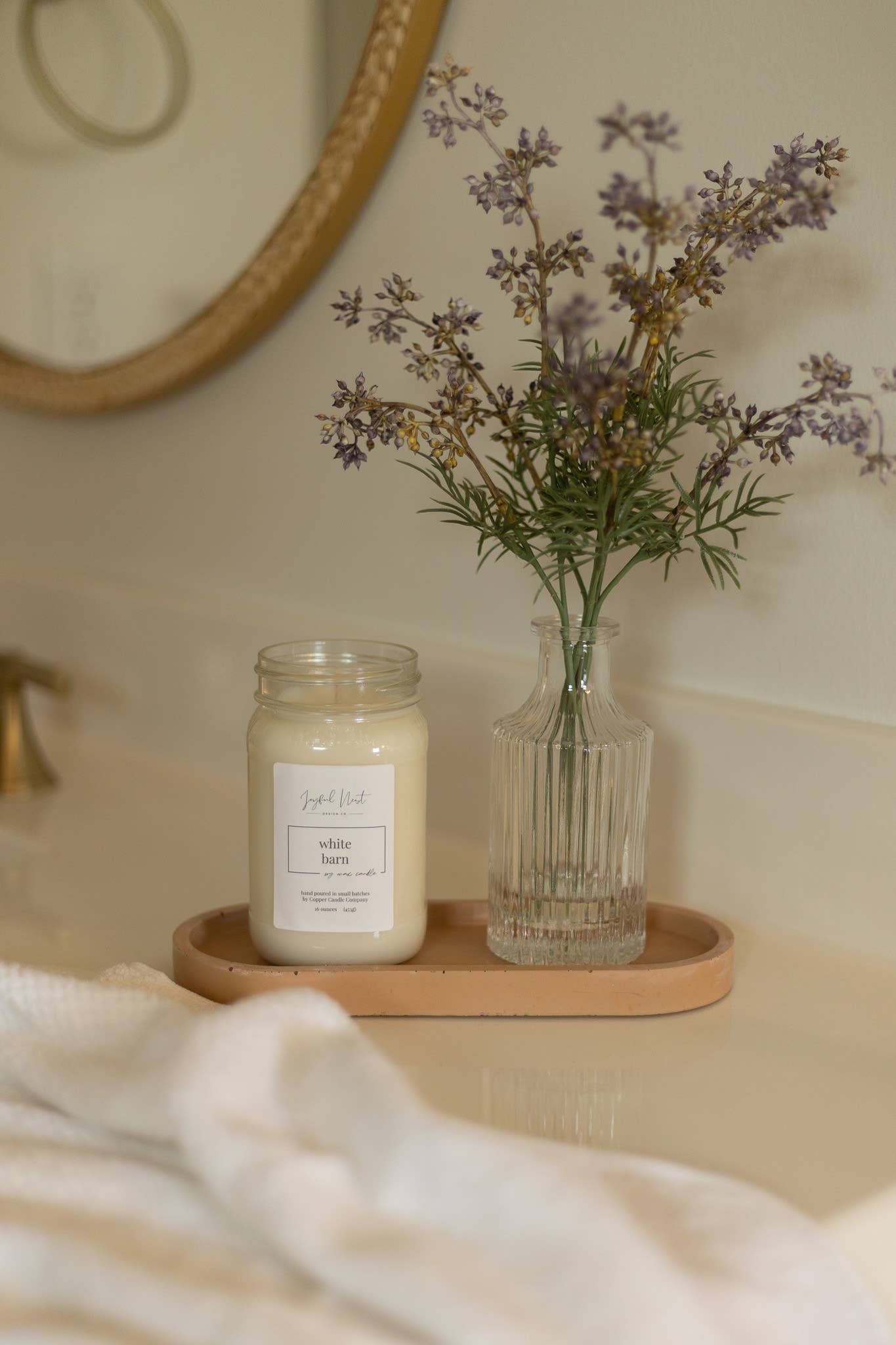 Joyful Nest Design Co. - Wholesale Decorative Tray - Decorative Tray | Oval Concrete Tray | Soap Bottle Tray 12