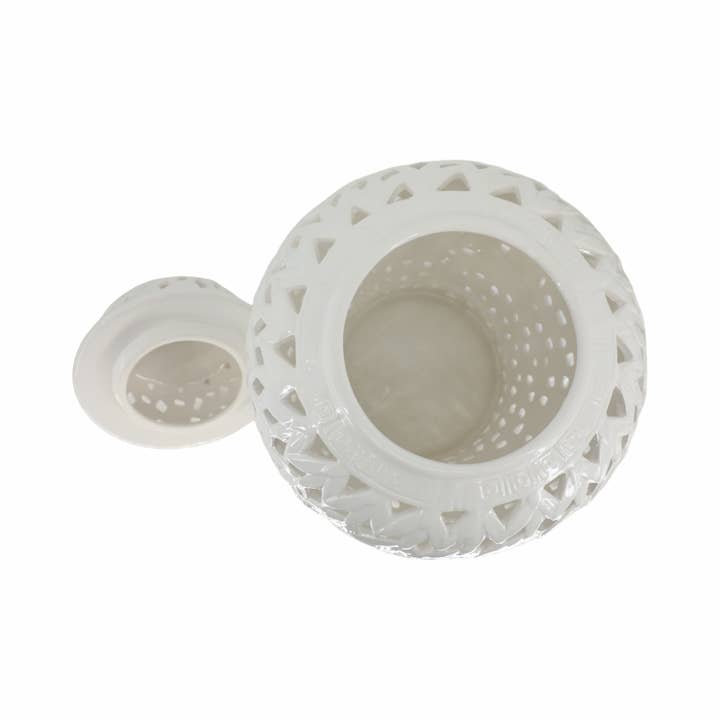 Sagebrook Home - Wholesale Decorative Jar - Decorative Jar - White Ceramic Pierced Cut-Out, 24 in.7
