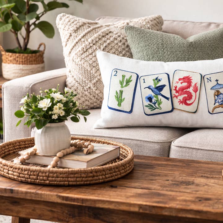 Mahjong Lumbar Pillow for wholesale by Southern Cotton Mill