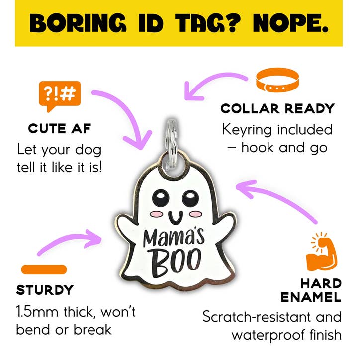 Bad Tags - Wholesale Pet Collar Charm - Cat/Dog - Halloween Ghost Dog Tag Collar Charm Accessory - Mama's Boo5