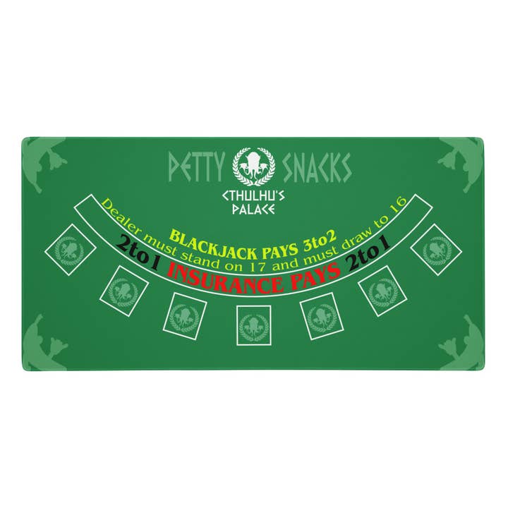 Cthulhu's Palace Blackjack Table Mat for wholesale by Petty Snacks