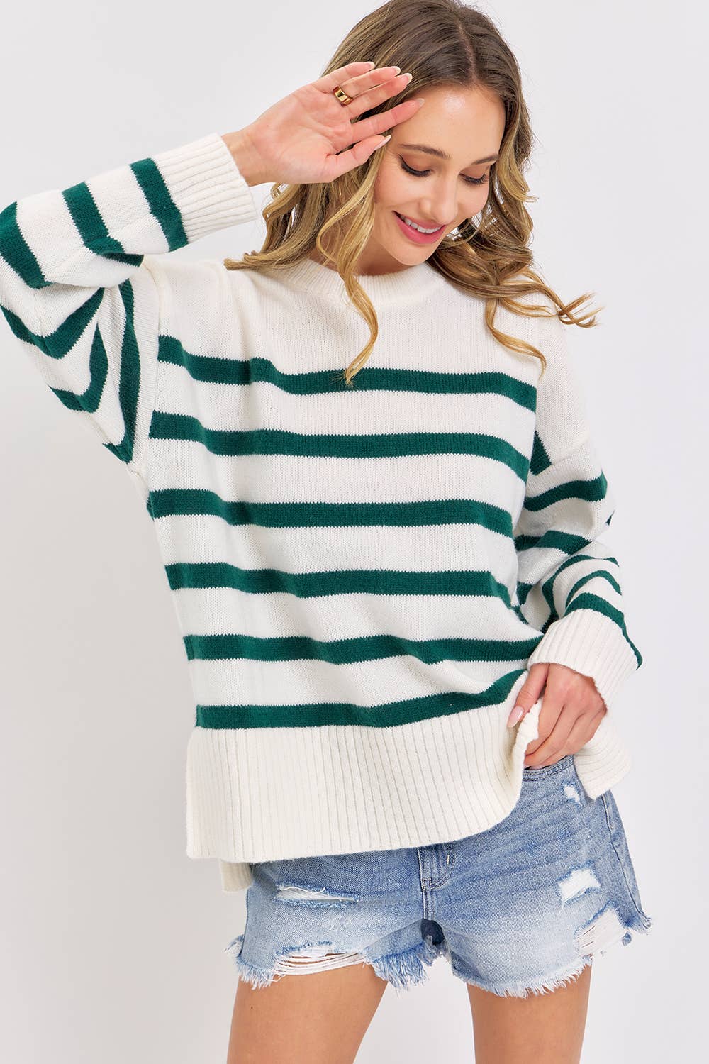 Sweet Lovely by Jen – wholesale Tunic sweater – Women’s – STRIPED PULLOVER OVERSIZE  SWEATER11
