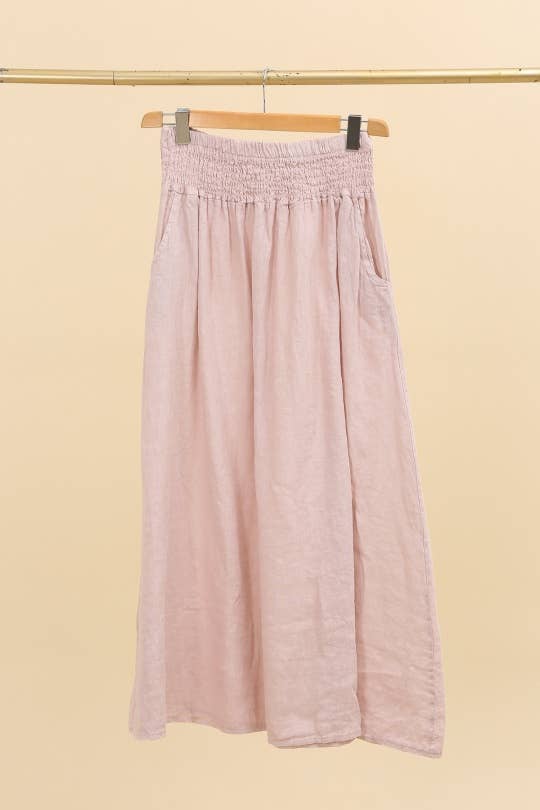 NAÏS PARIS - Wholesale Skirt - Women's - LONG SKIRT WITH SMOCKED WAIST AND POCKETS 100% LINEN4