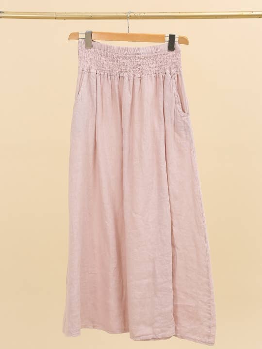 NAÏS PARIS - Wholesale Skirt - Women's - LONG SKIRT WITH SMOCKED WAIST AND POCKETS 100% LINEN4