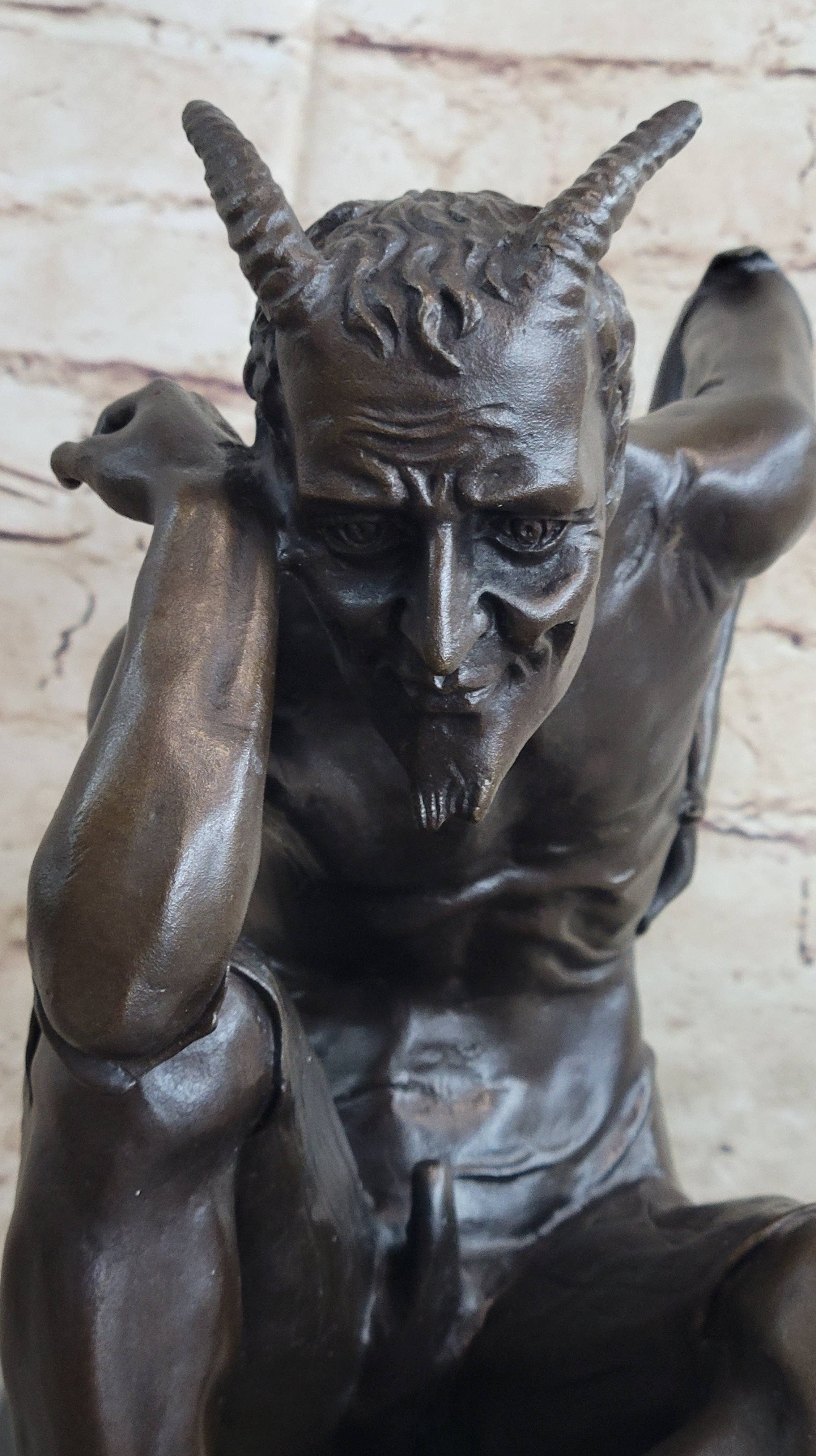 Bronzhaus - Wholesale Sculpture - Satan Devil Demon Satyr Bronze Statue Sculpture Figure Art 7.5" x 8"7