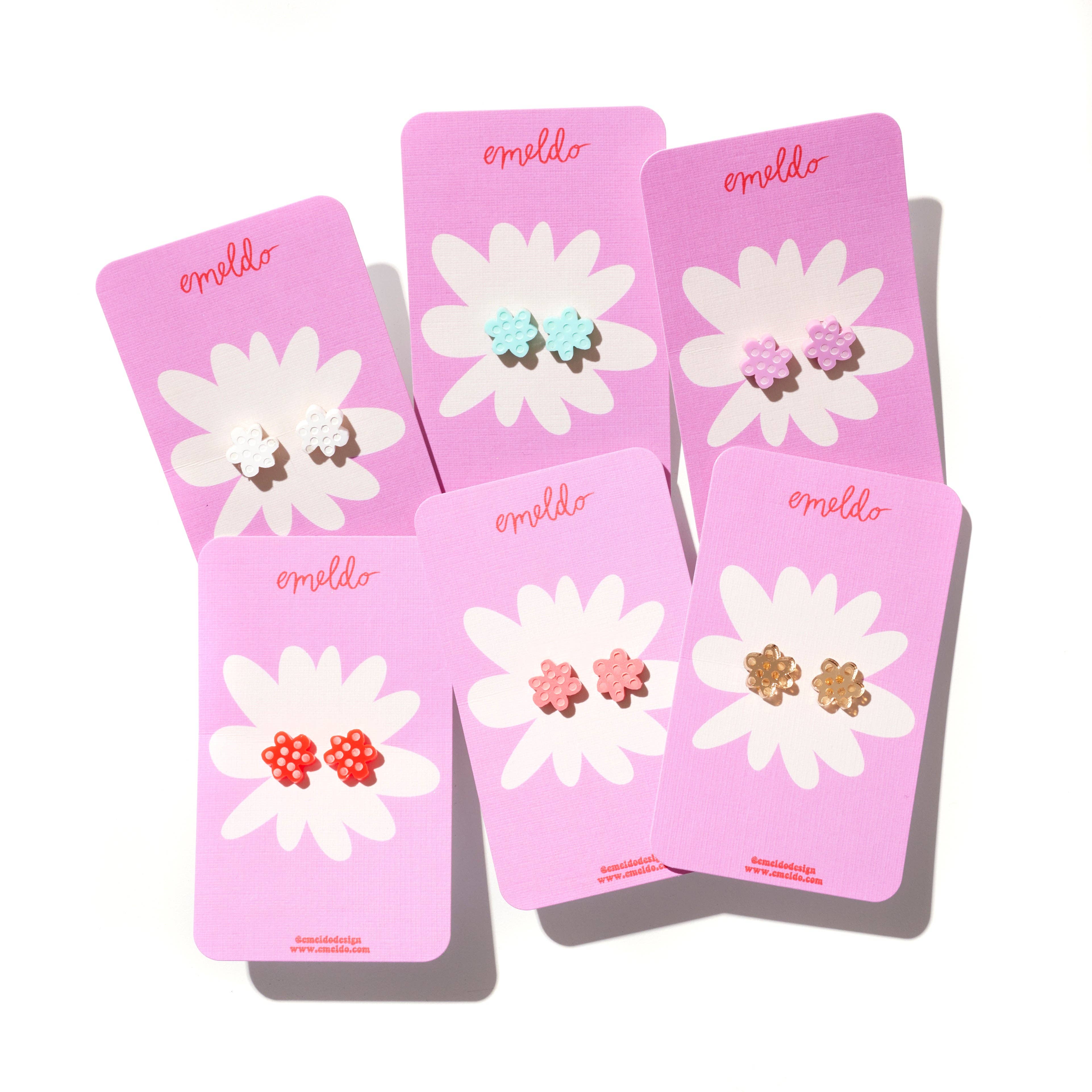 Flower Studs // select colour for wholesale by Emeldo