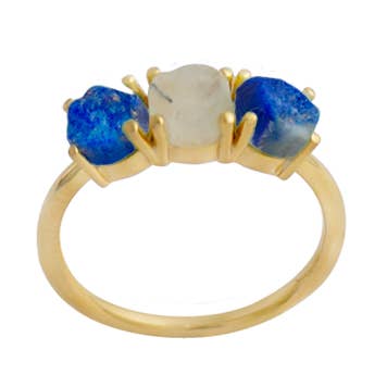 Sinnes Ring - 925 Sterling Silber - Lapislazuli/Mondstein I für den Großhandel von TALISMAS BIJOUX
