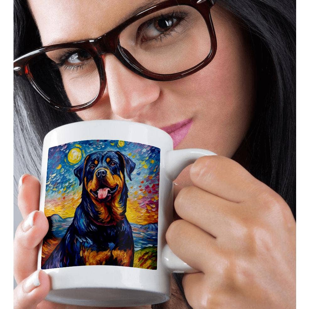 3dRose - Wholesale Coffee Mug - 3dRose, Rottweiler portrait in Post-Impressionism style, Mug9