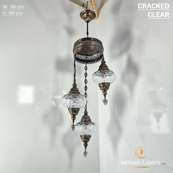 Mosaic Lamps - Wholesale Chandelier/Hanging Light - 3-Globe Ottoman Spiral Chandelier, Moroccan Turkish Style3