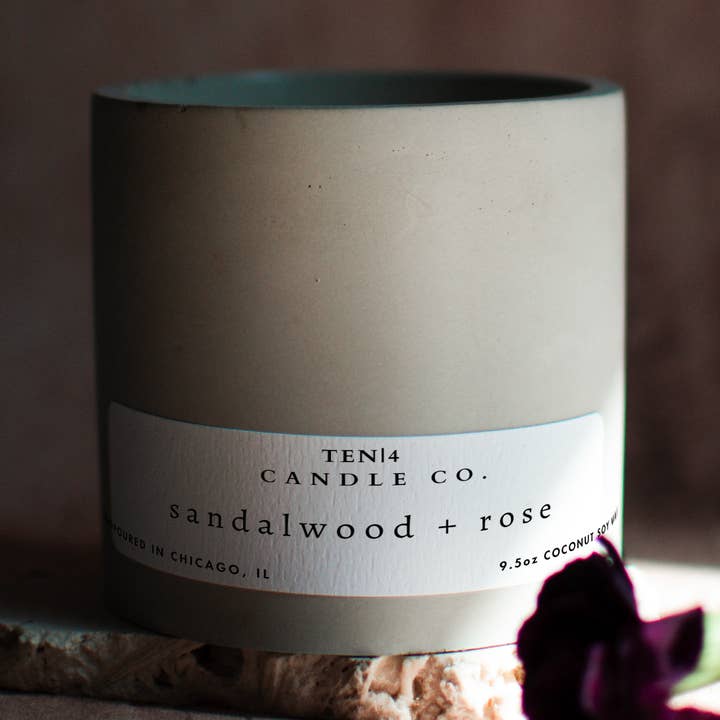Sandalwood + Rose - 9.5 coconut soy wax candle for wholesale by TEN|4 Candle Co.