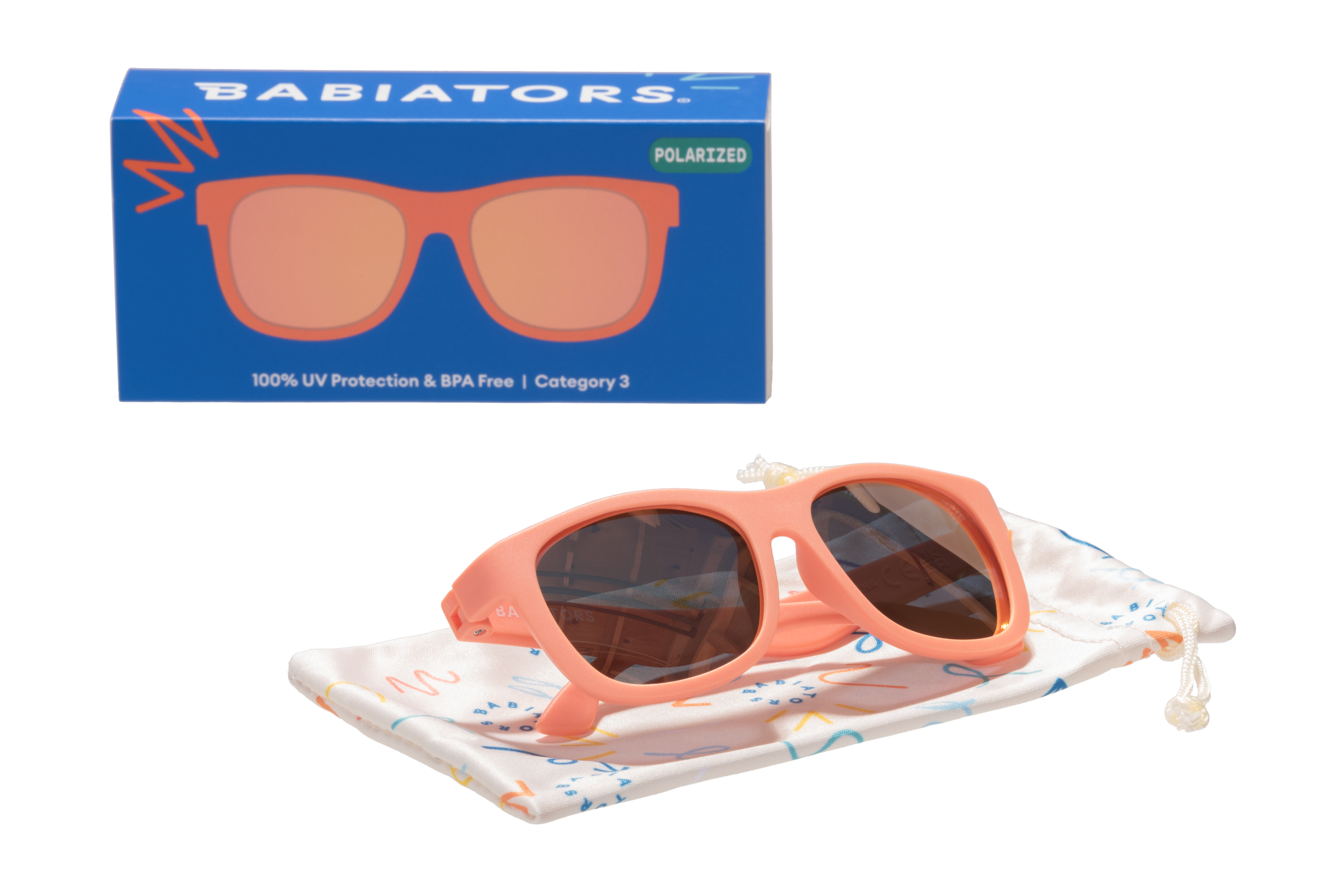 Babiators - Wholesale Sunglasses - Kids - Perfect Papaya Polarized Kid Sunglasses w/ Peach Mirror Lens1