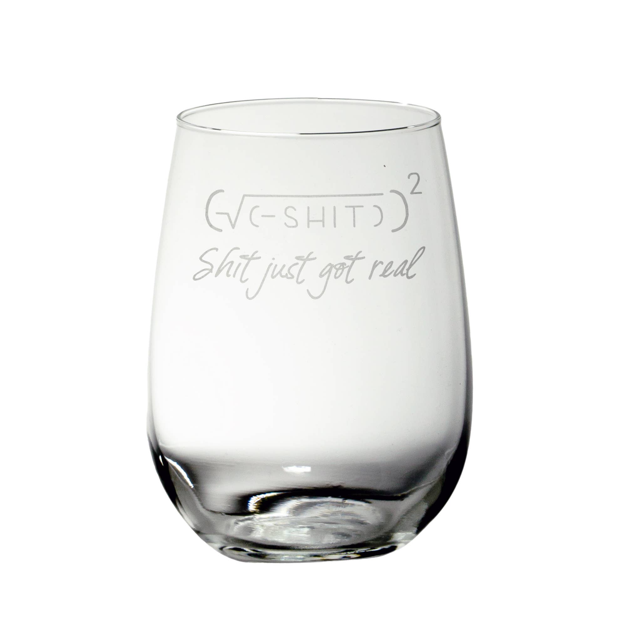 Mixing Spirits - Wholesale Wine Glass - Shit Just Got Real Math Joke Wine Glass