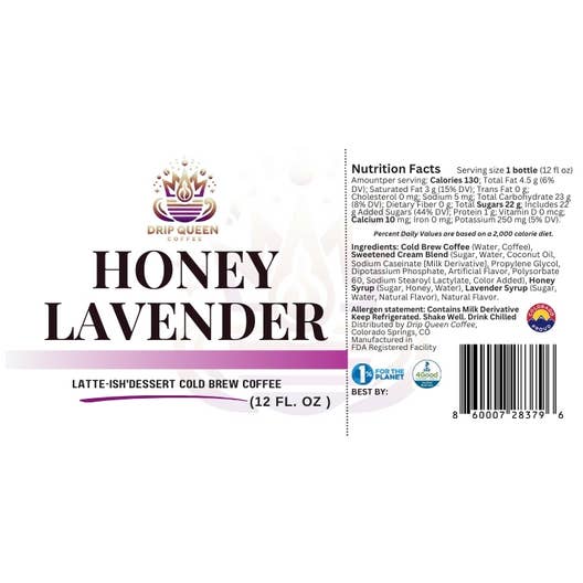 Drip Queen Coffee - Wholesale IJskoffie / koude drank - Latte-achtige Honing Lavendel Cold Brew Koffie 12/12oz3