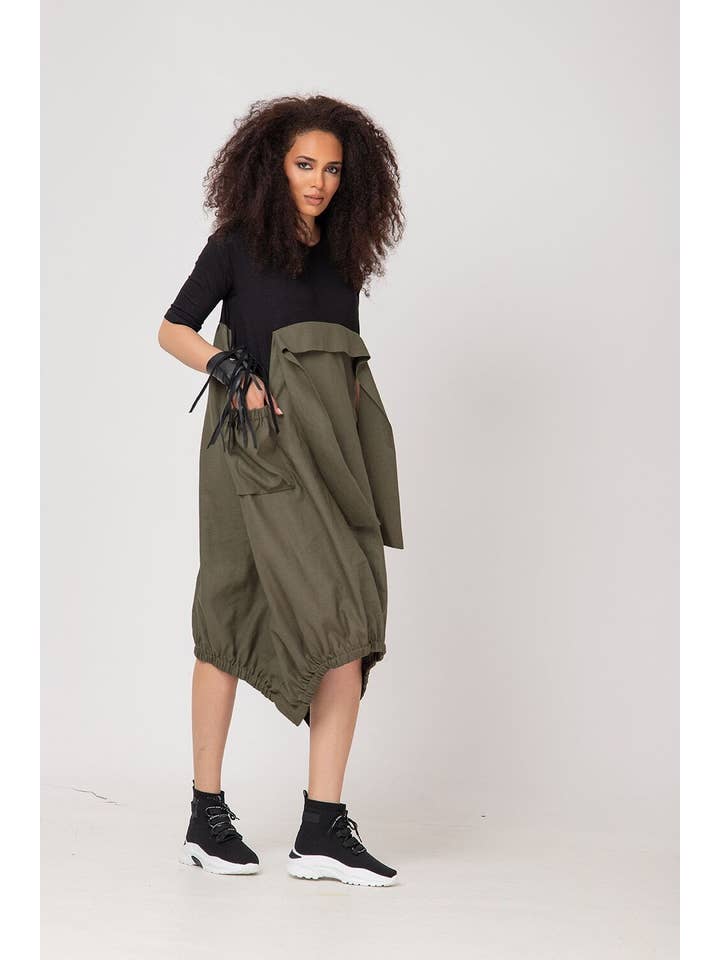 ADEPTT - Wholesale Dress - Women's - Loose asymmetrical summer dress in linen and cotton: / RETORA /