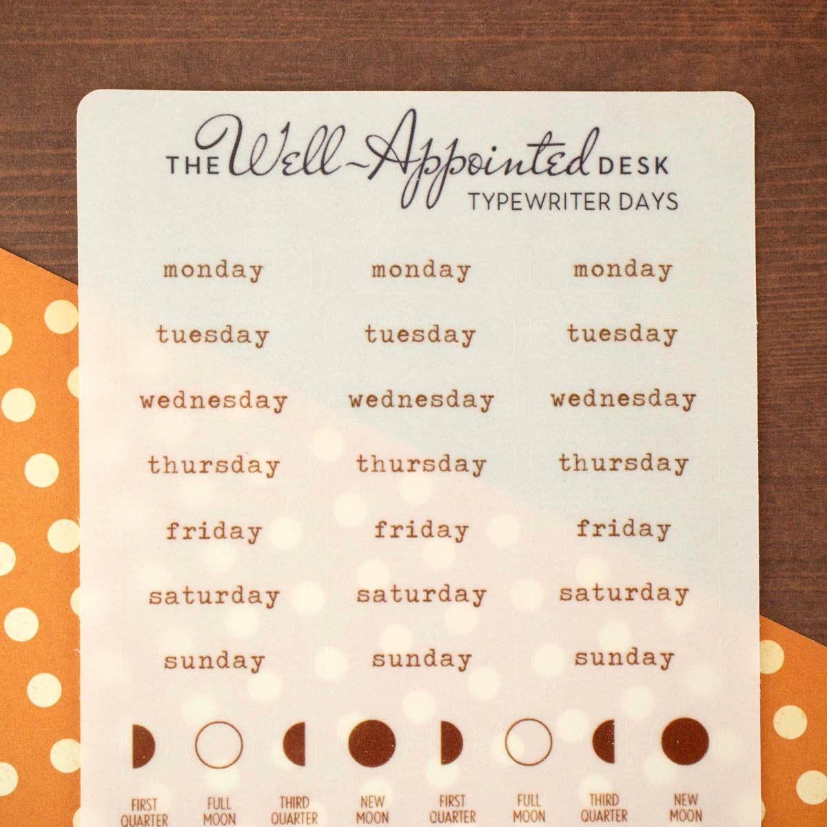 The Well-Appointed Desk - Wholesale Sticker - Typewriter Days Weekly Sticker Sheet (25-023) 4