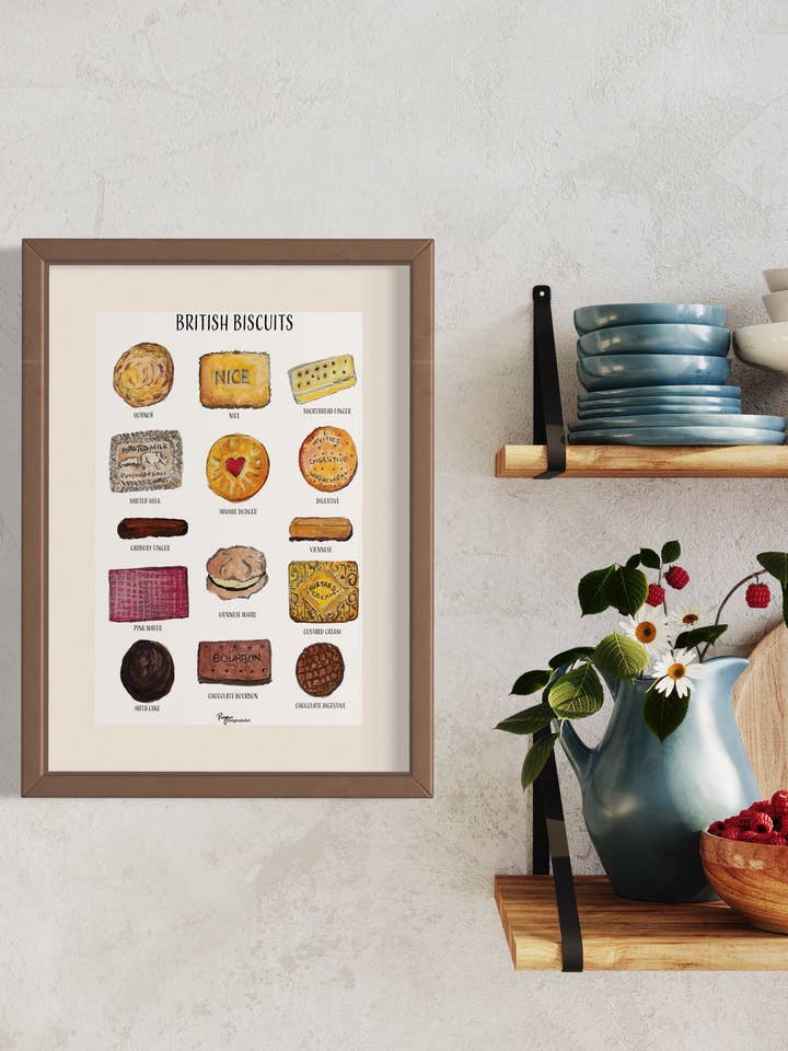 Ilustração impressa de biscoitos britânicos por atacado de PriyaOriginalsArt