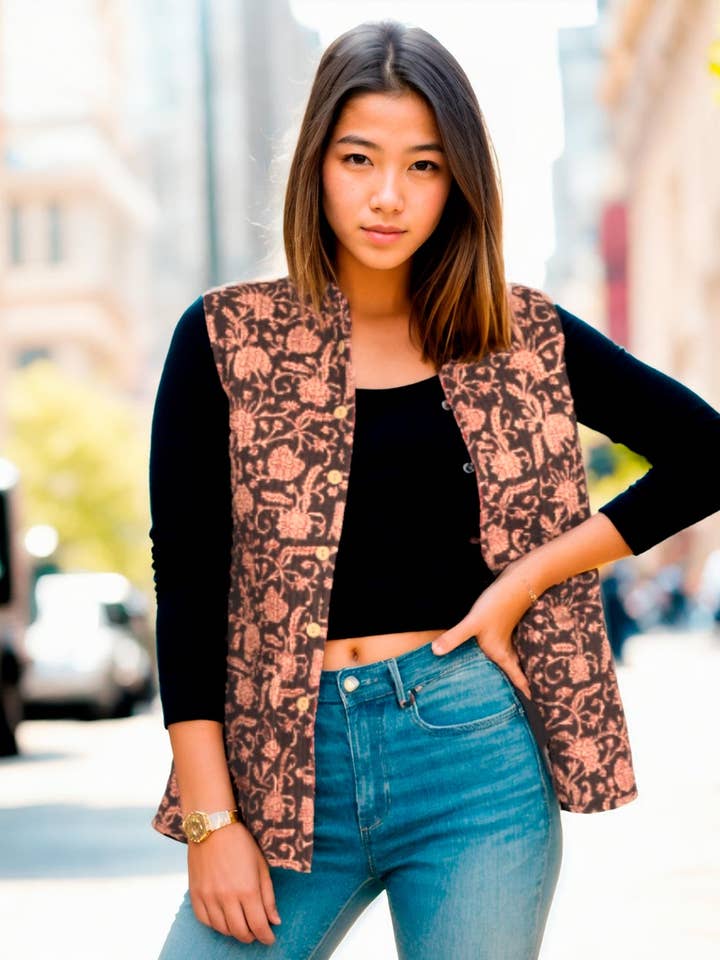 Reversible Double Printed Vest for wholesale by Kimago Look