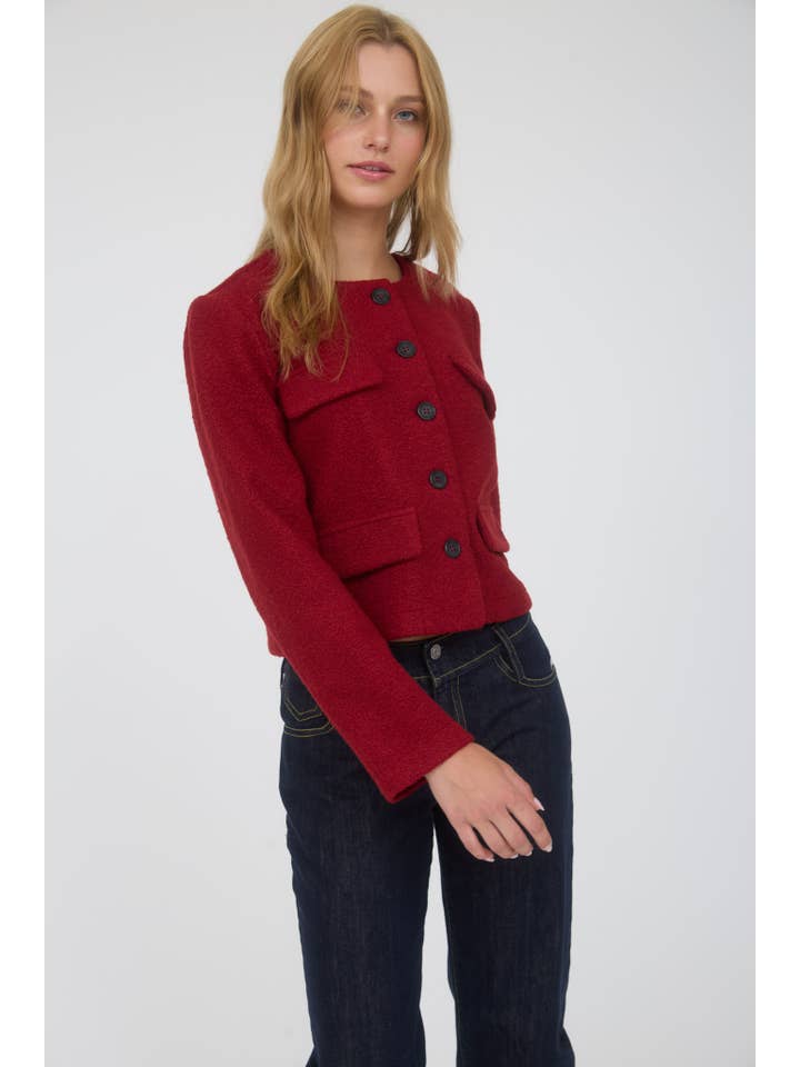 The Workshop Studio - Vente Veste – femme - VESTE EN TWEED UNIE À BOUTONS7