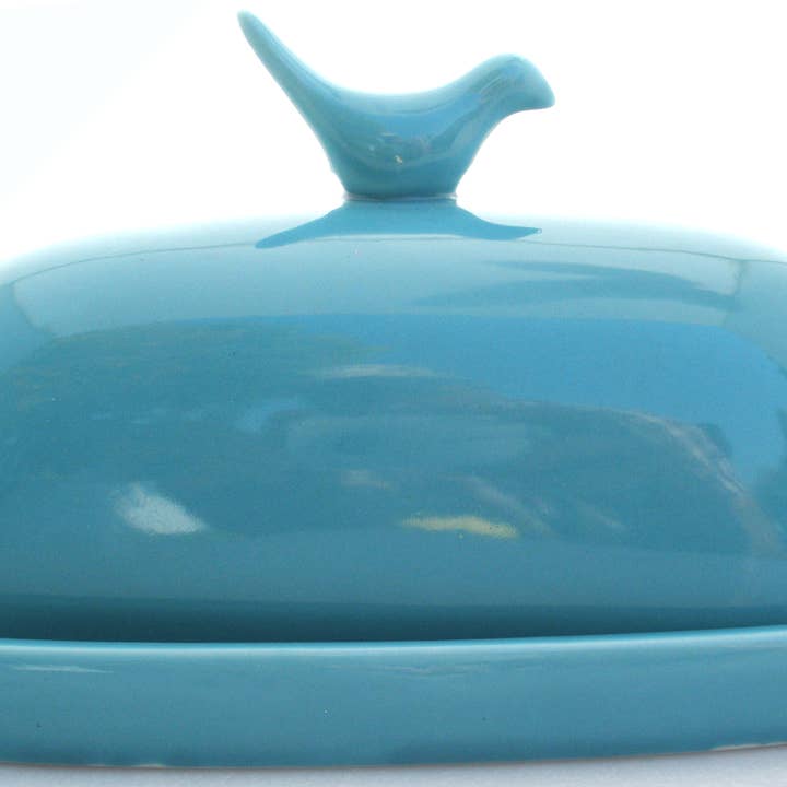 JBK Pottery – Prato de manteiga por atacado – Manteigueira de beija-flor - cerceta2