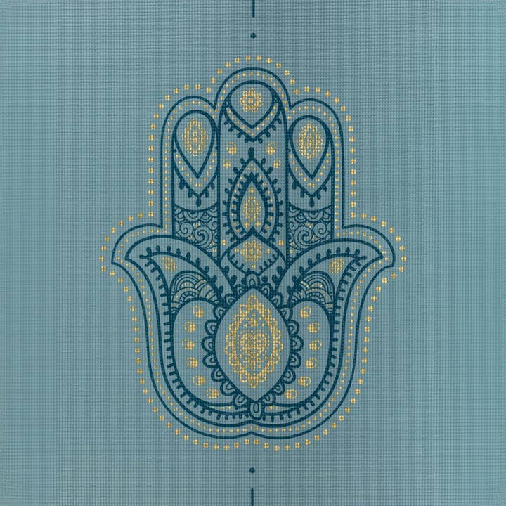 Bodynova - Wholesale Yoga Mat - HAMSA HAND design yoga mat, The Leela Collection light blue