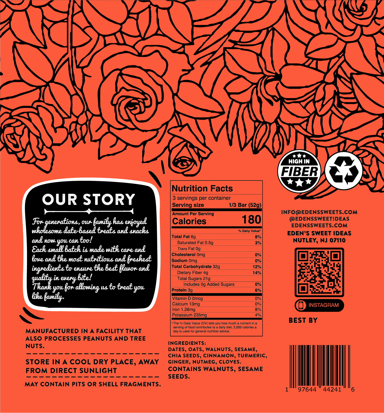 Eden's Unsinful Pleasures – wholesale Snack bar – Pumpkin Wellness Bars2