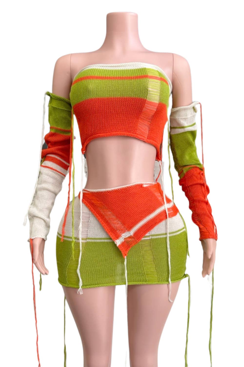 NEWGENS – wholesale Activewear set – Women′s – NC2017A Colorblock Distressed Knit Two-Piece Set3